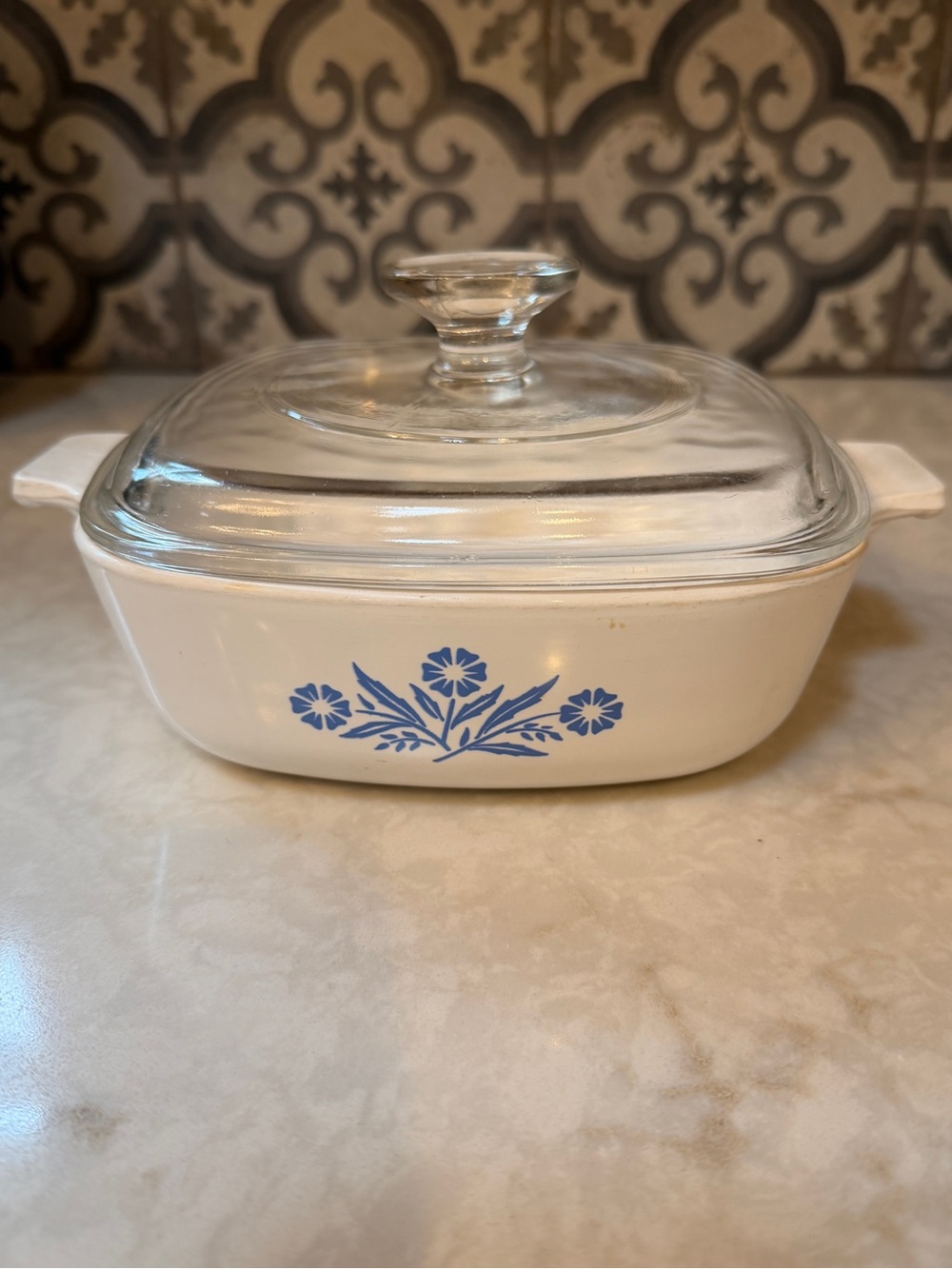VINTAGE Corningware 1 Qt. Casserole Dish w/Lid & Blue CornFlower Design
